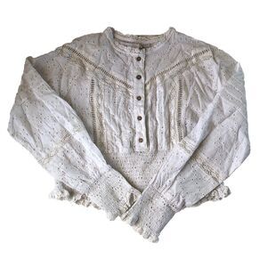 TopShop Women’s Cropped Eyelet Top Size 14 NWT 06052025